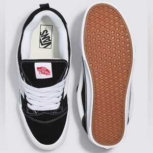 knu skool vans. clean worn 2x. black and white color way. size 6